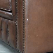 Brown cowhide leather Chesterfield club armchair in English style