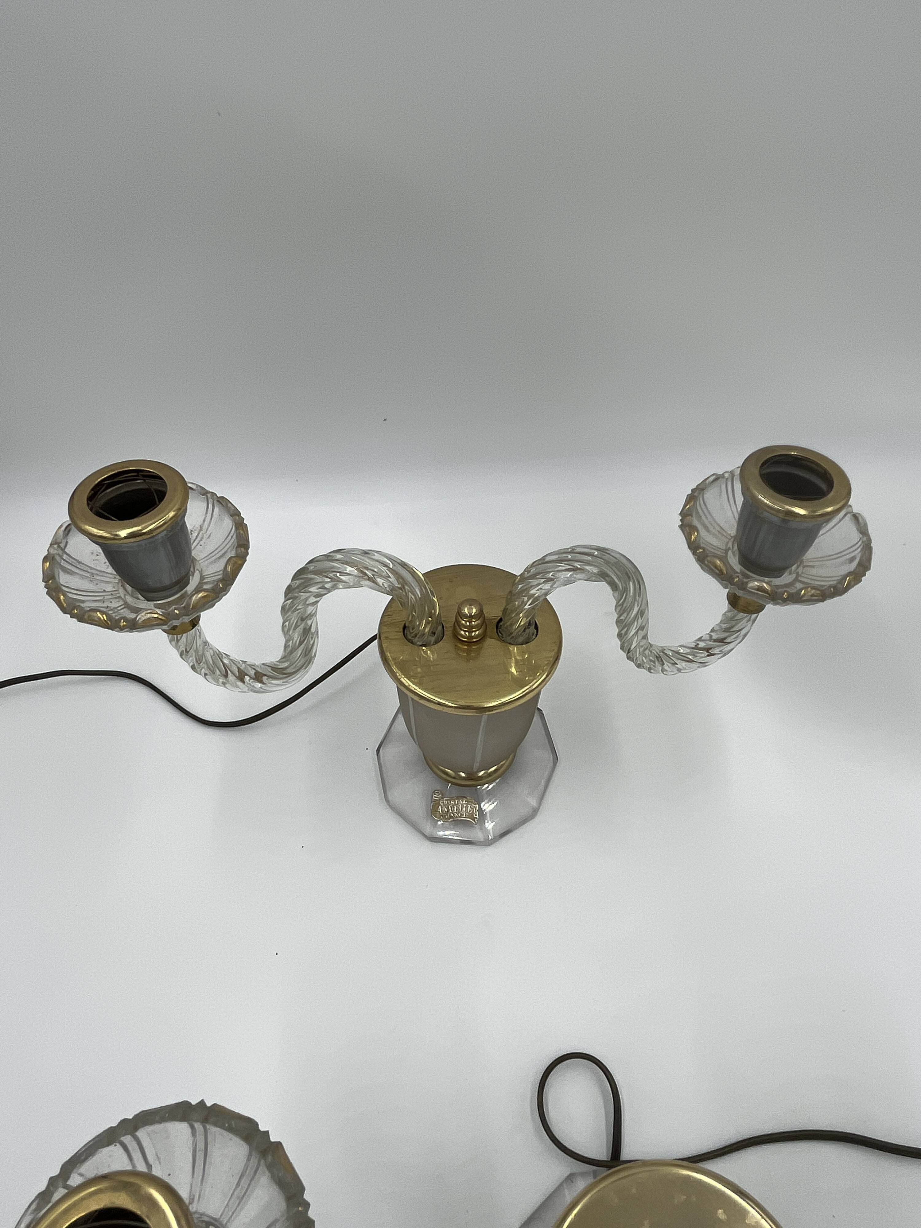 Pair of Crystal Candelabra Lamps - Val d'Andelle