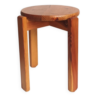 Solid pine side table stool 80s