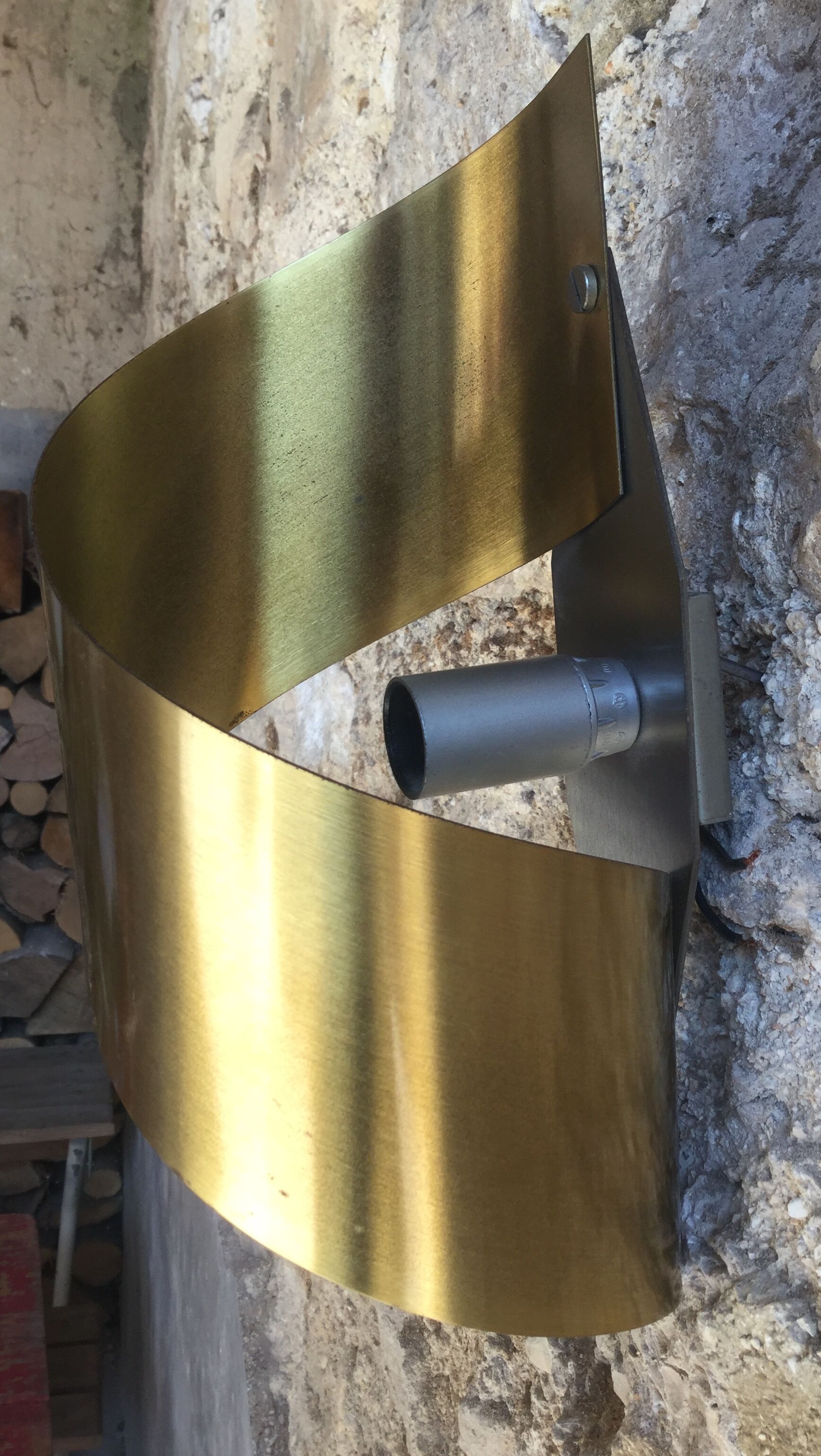 Vanni spiral, shaped sconce, gold metal 1960