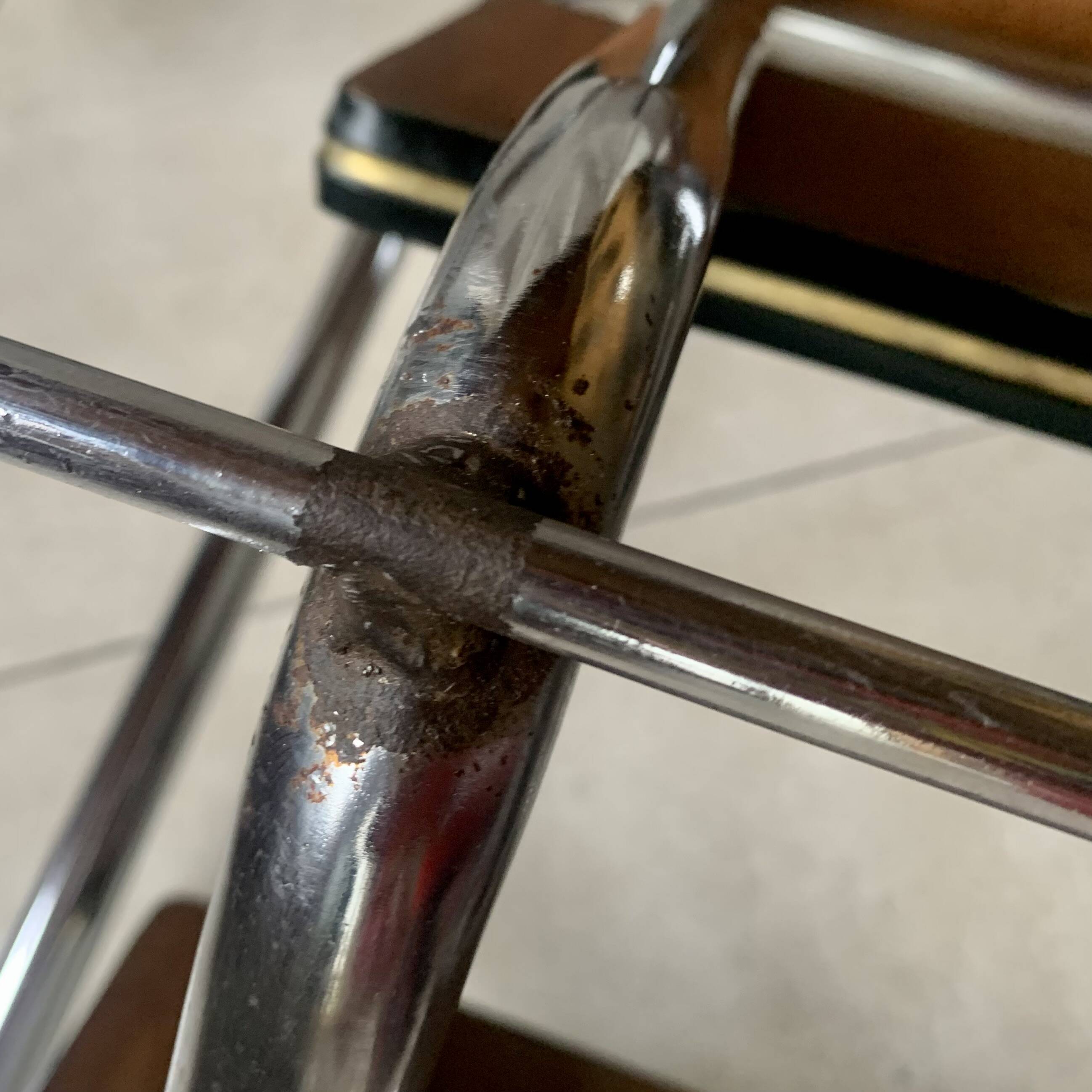 Vintage stepladder in Formica, wood and chromed metal