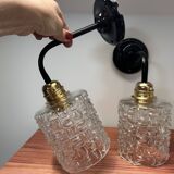 Pair of vintage glass globe wall lights