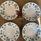 Deep plates Sarreguemines geranium model in blue 1900.
