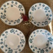 Deep plates Sarreguemines geranium model in blue 1900.