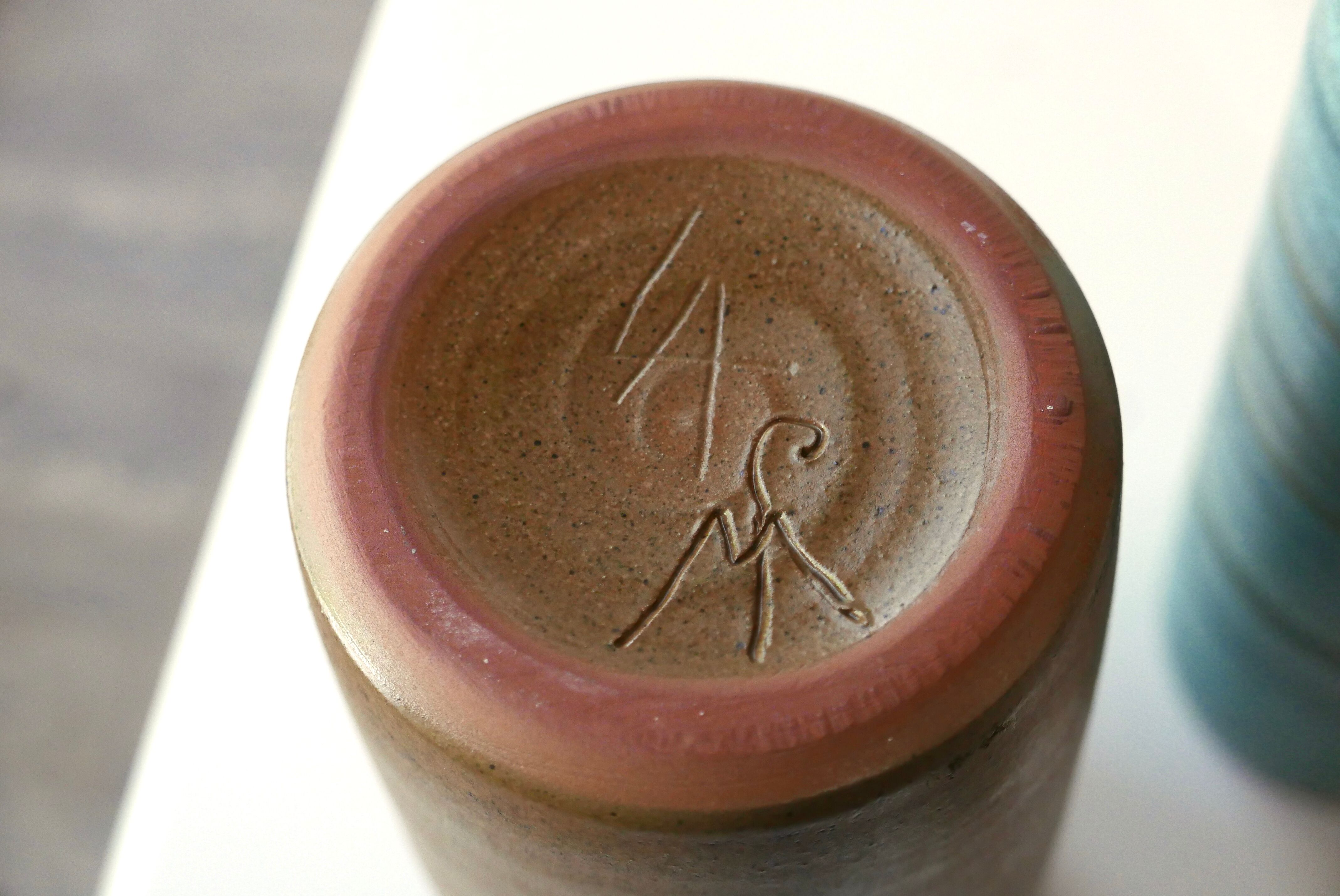 Antonio Lampecco's brown ceramic roll vase, 70s