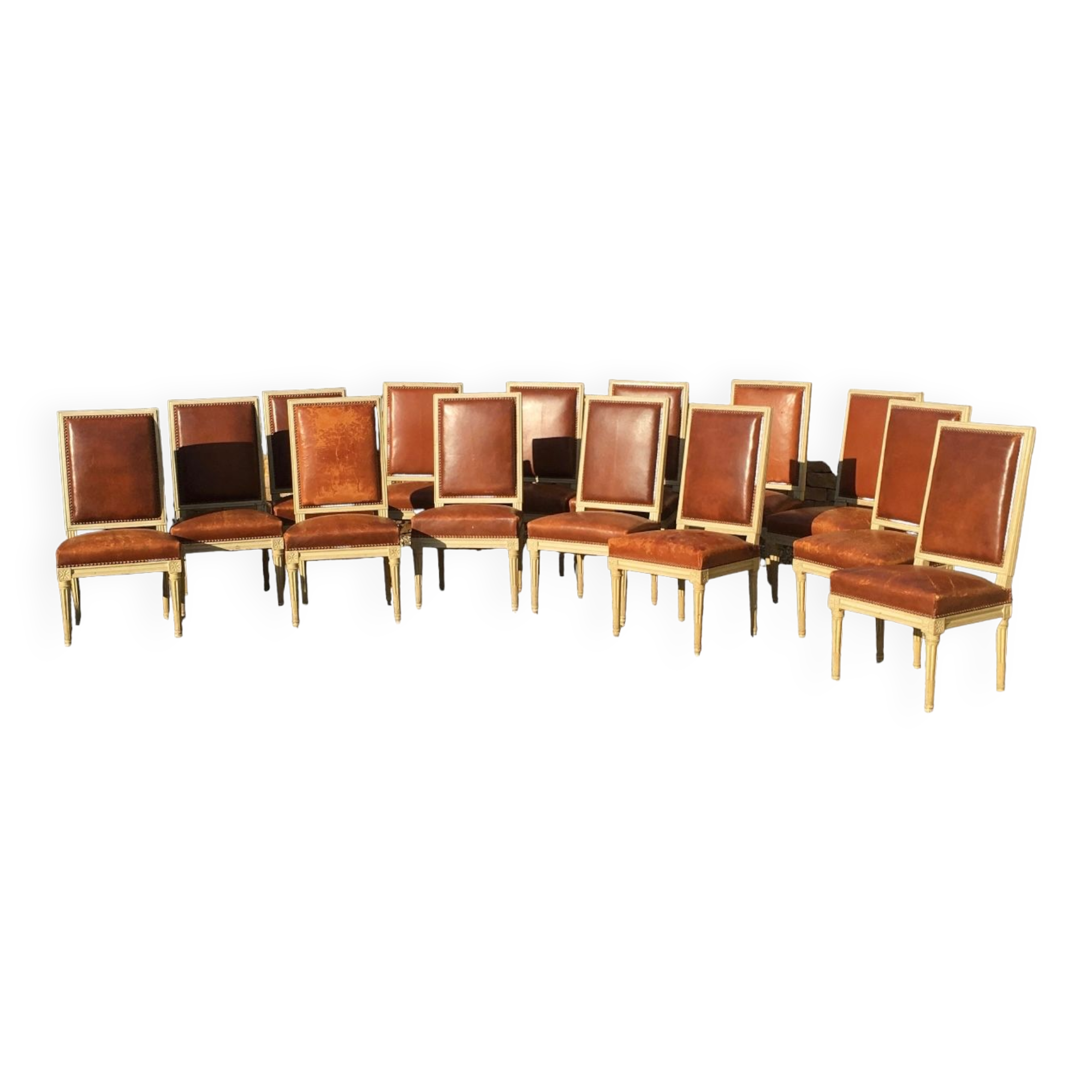 Set of 14 Louis XVI style lacquered chairs
