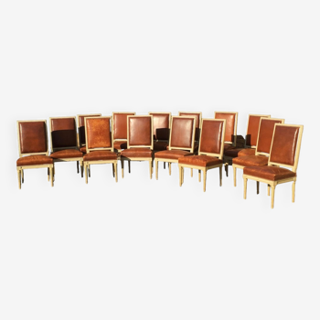 Suite of 14 lacquered chairs louis xvi style