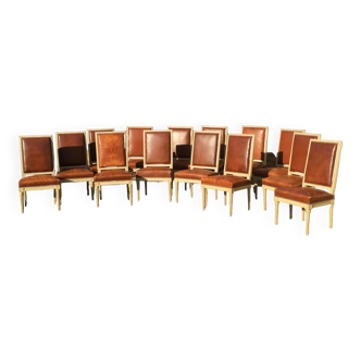 Suite of 14 lacquered chairs louis xvi style