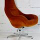 Space age chair, fiberglass, orange velvet, circa 1970s