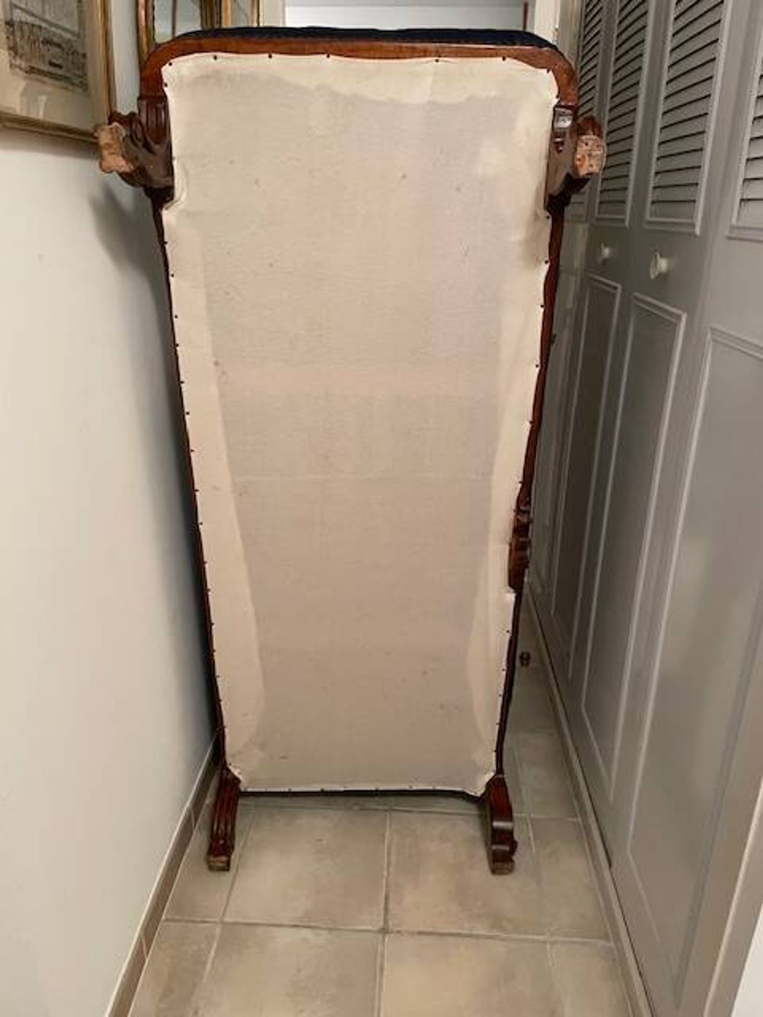 Mahogany and blue velvet daybed