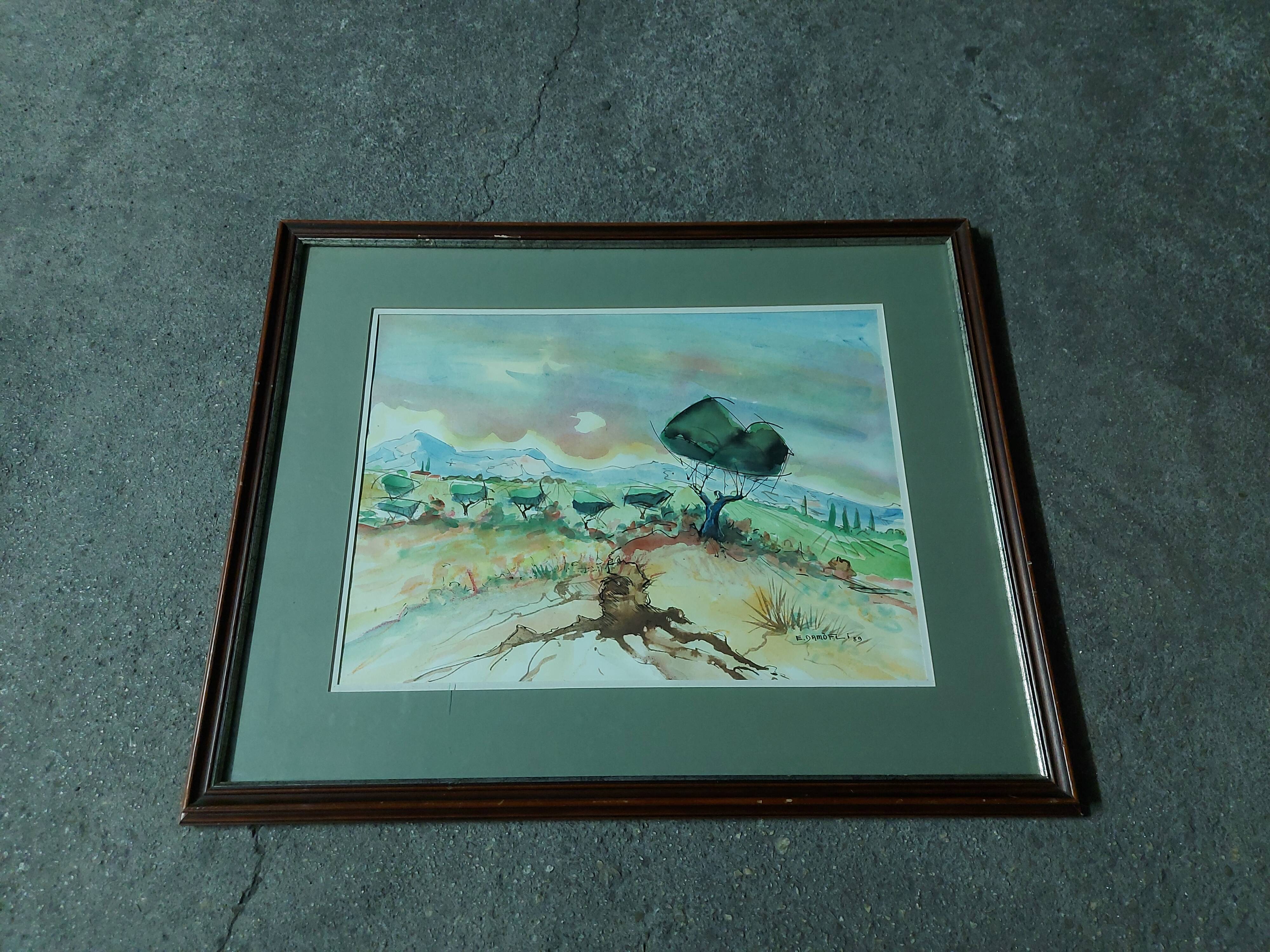 Tableau , aquarelle paysage provencal