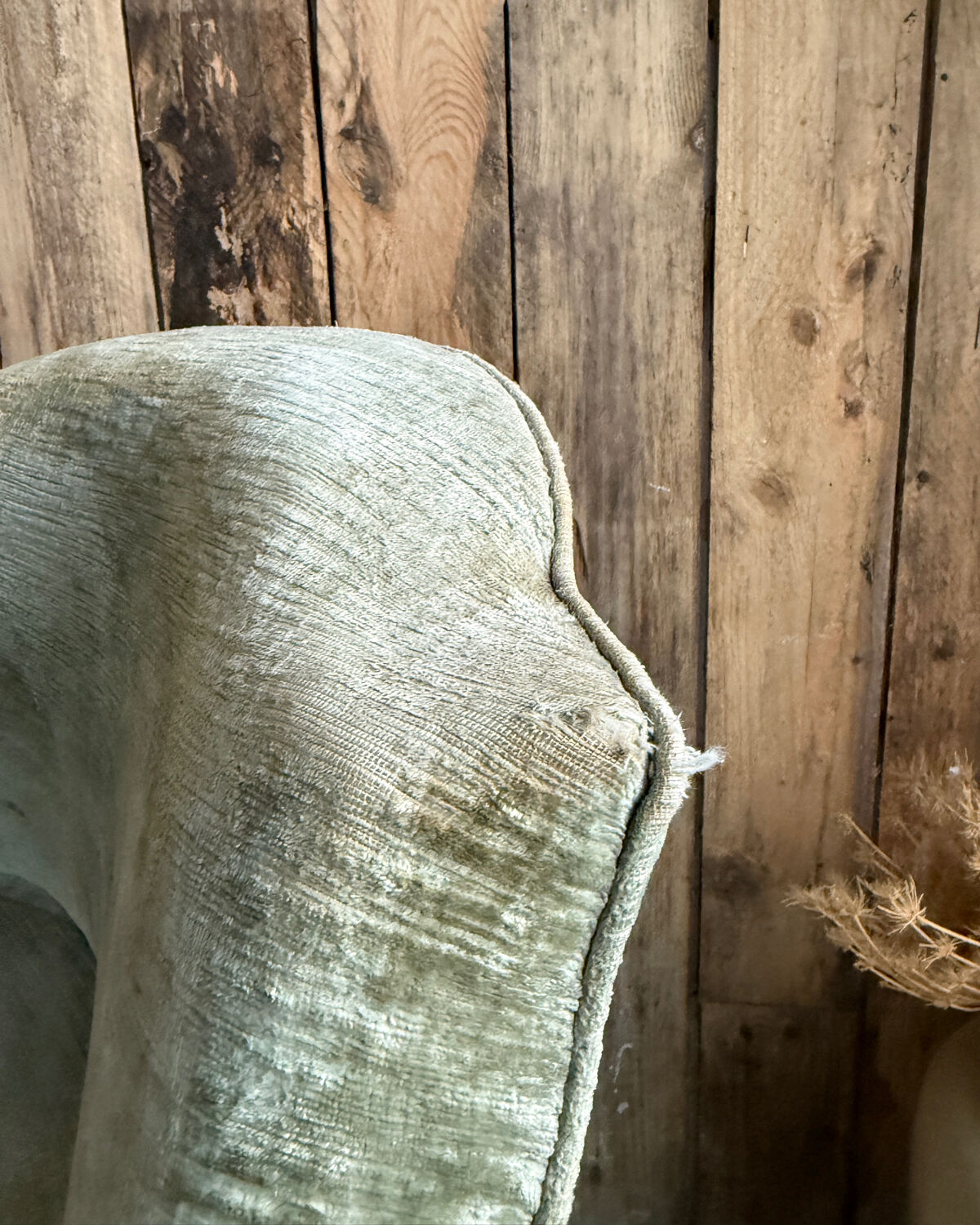 Green velvet tub chair