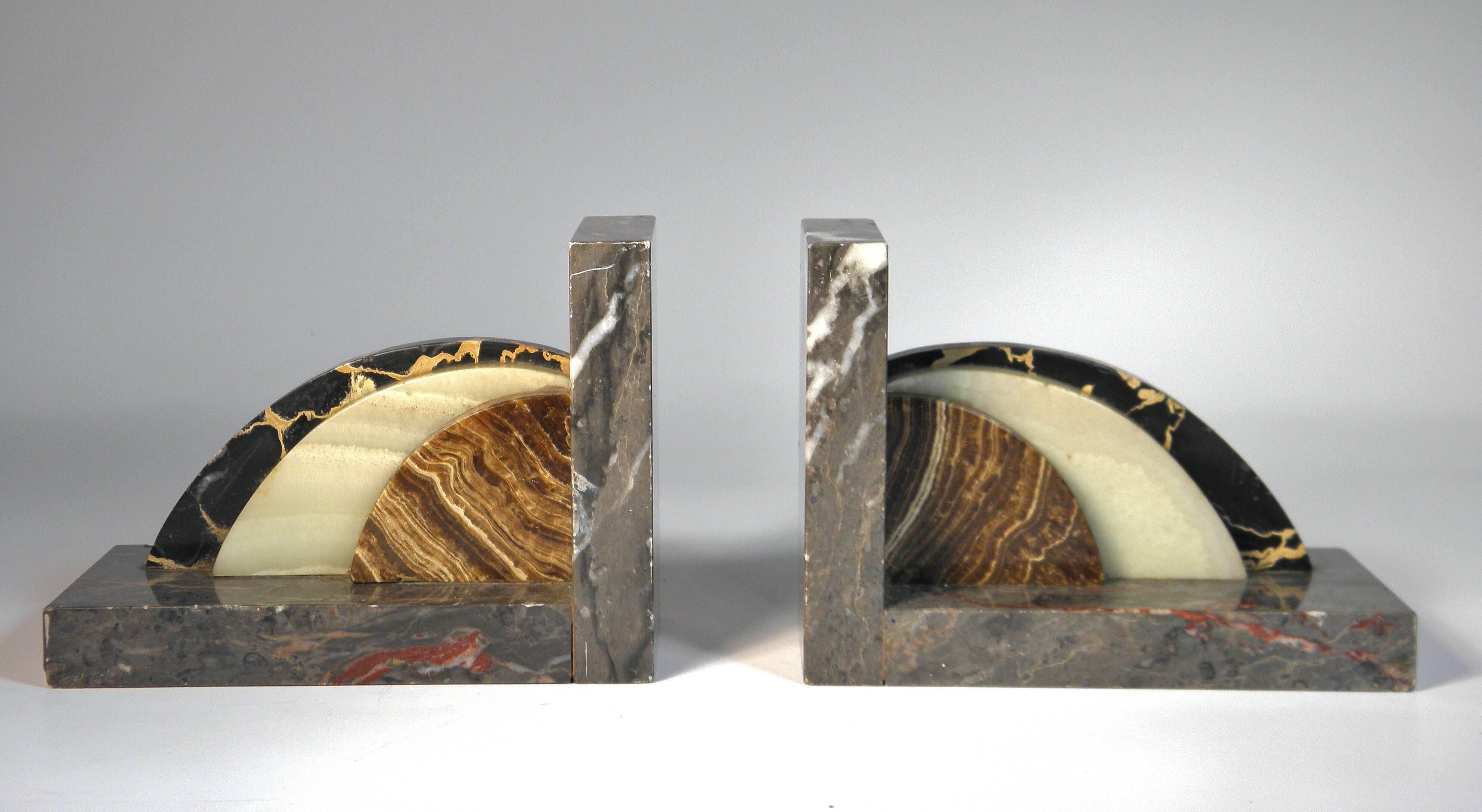 Marble and onyx bookends