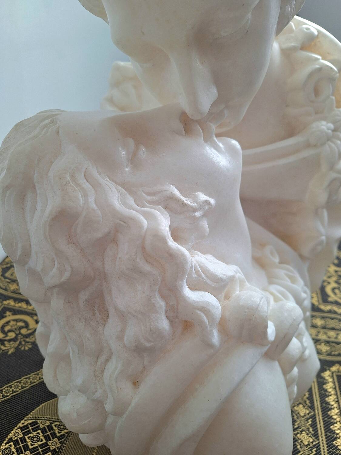 Grand marbre de Carrare d’après Jean-Antoine Houdon, buste ancien « le