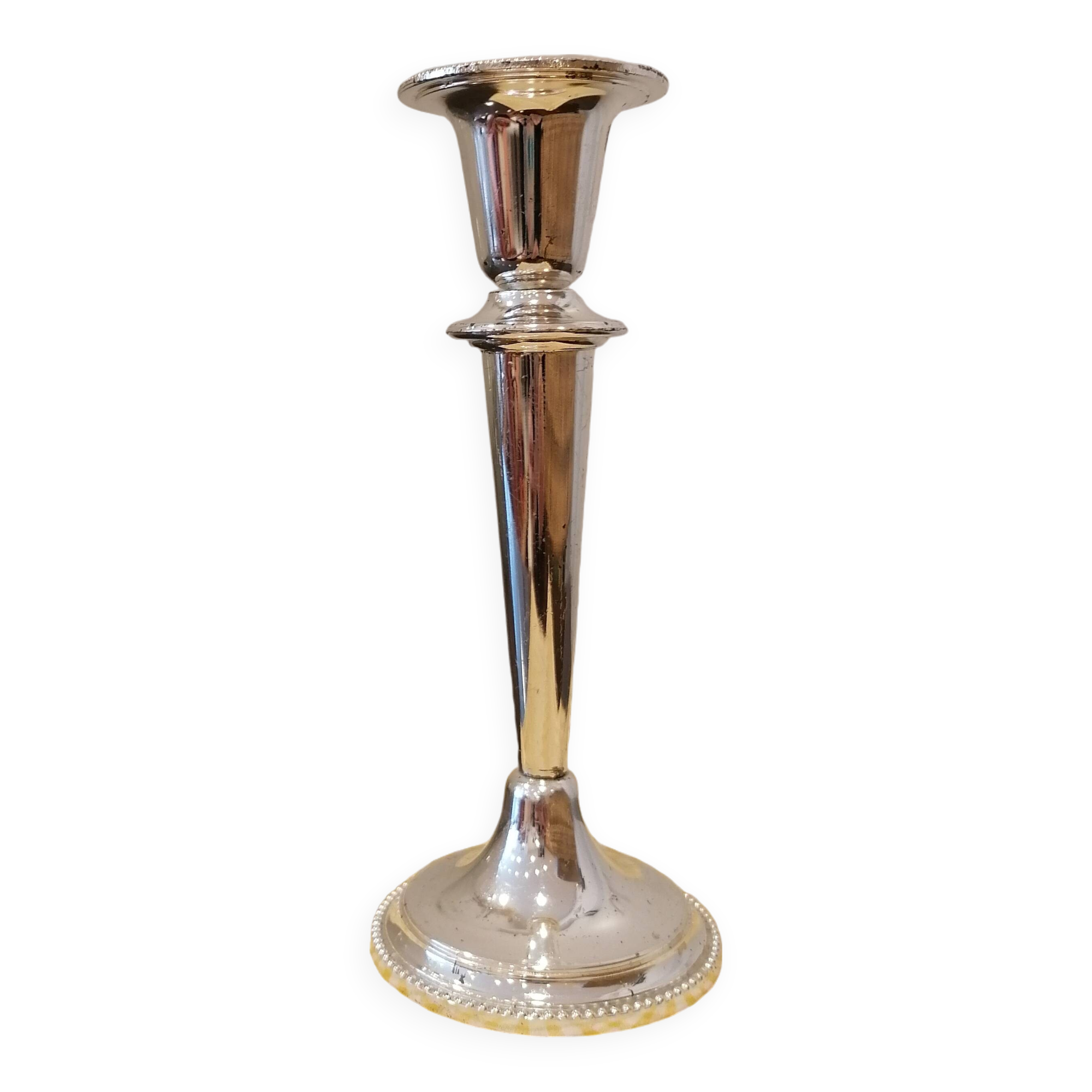Silver metal candle holder