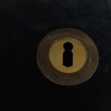 Four pairs of brass door handles with key plates