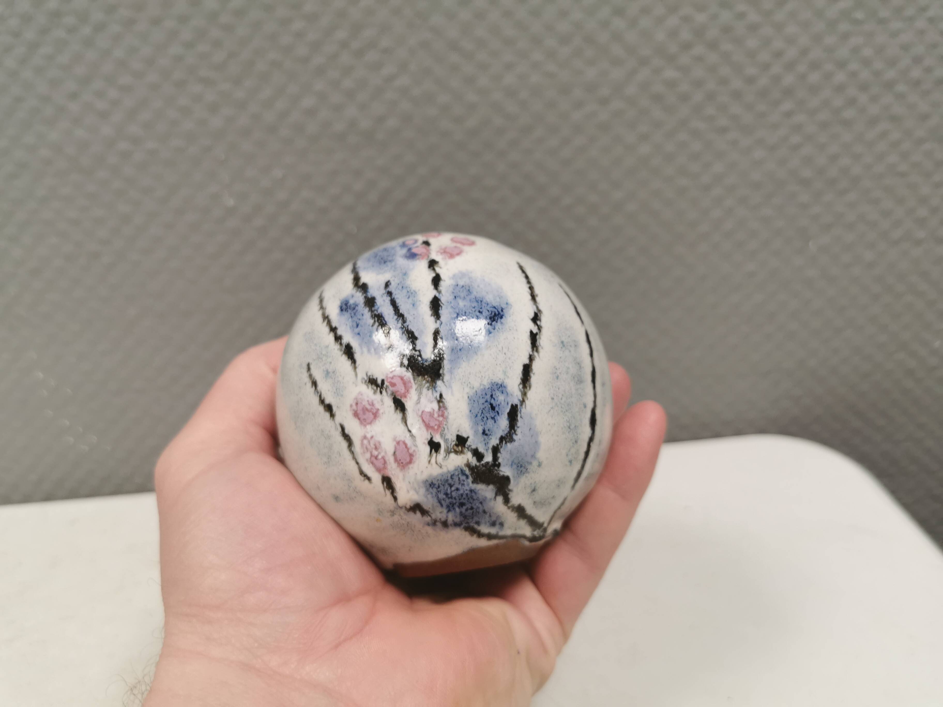 A beautiful little spherical vase from Danish Barholt Ceramics, 1970s–80s.