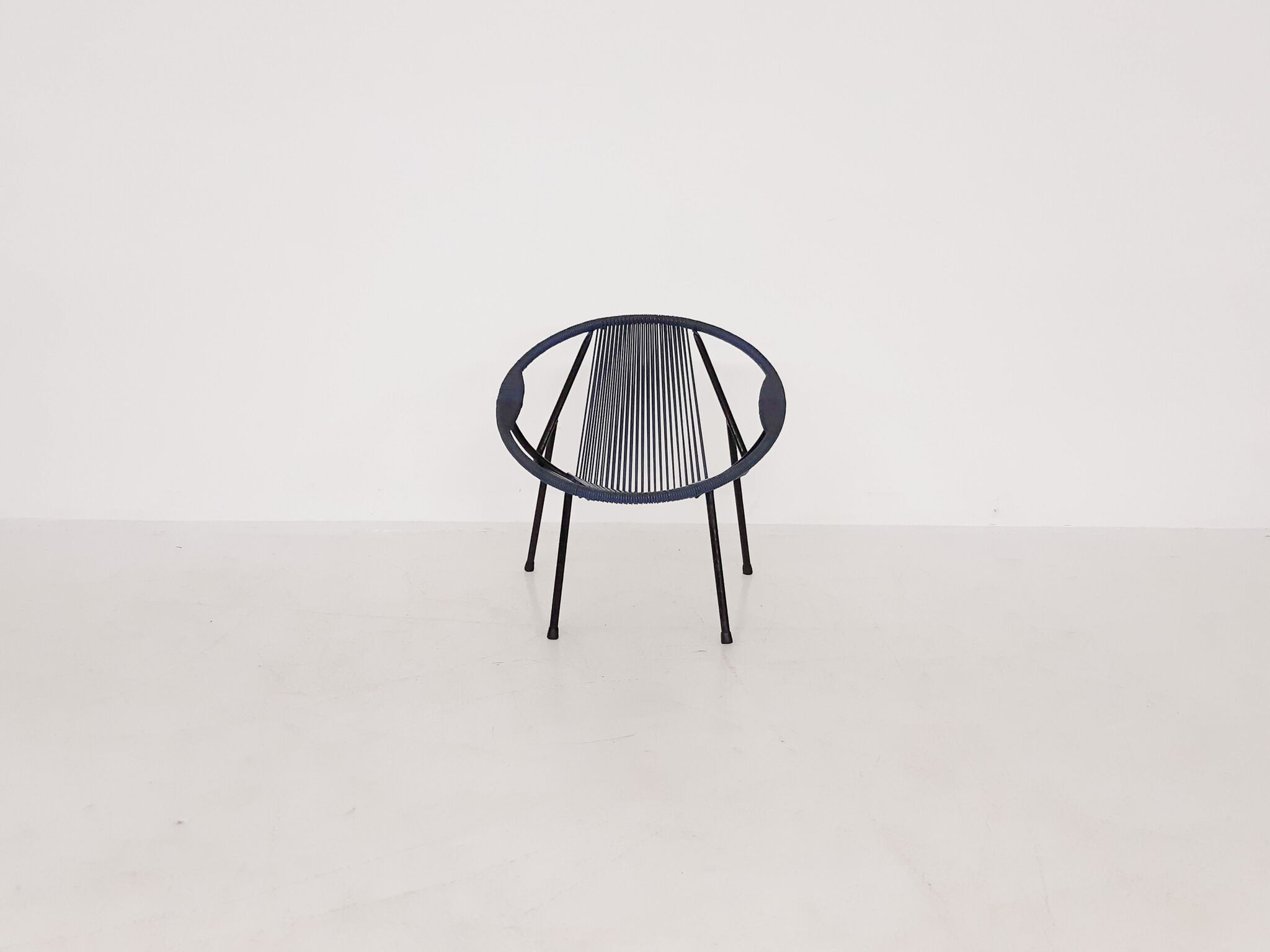 Mid-century plastic thread outdoor club chair