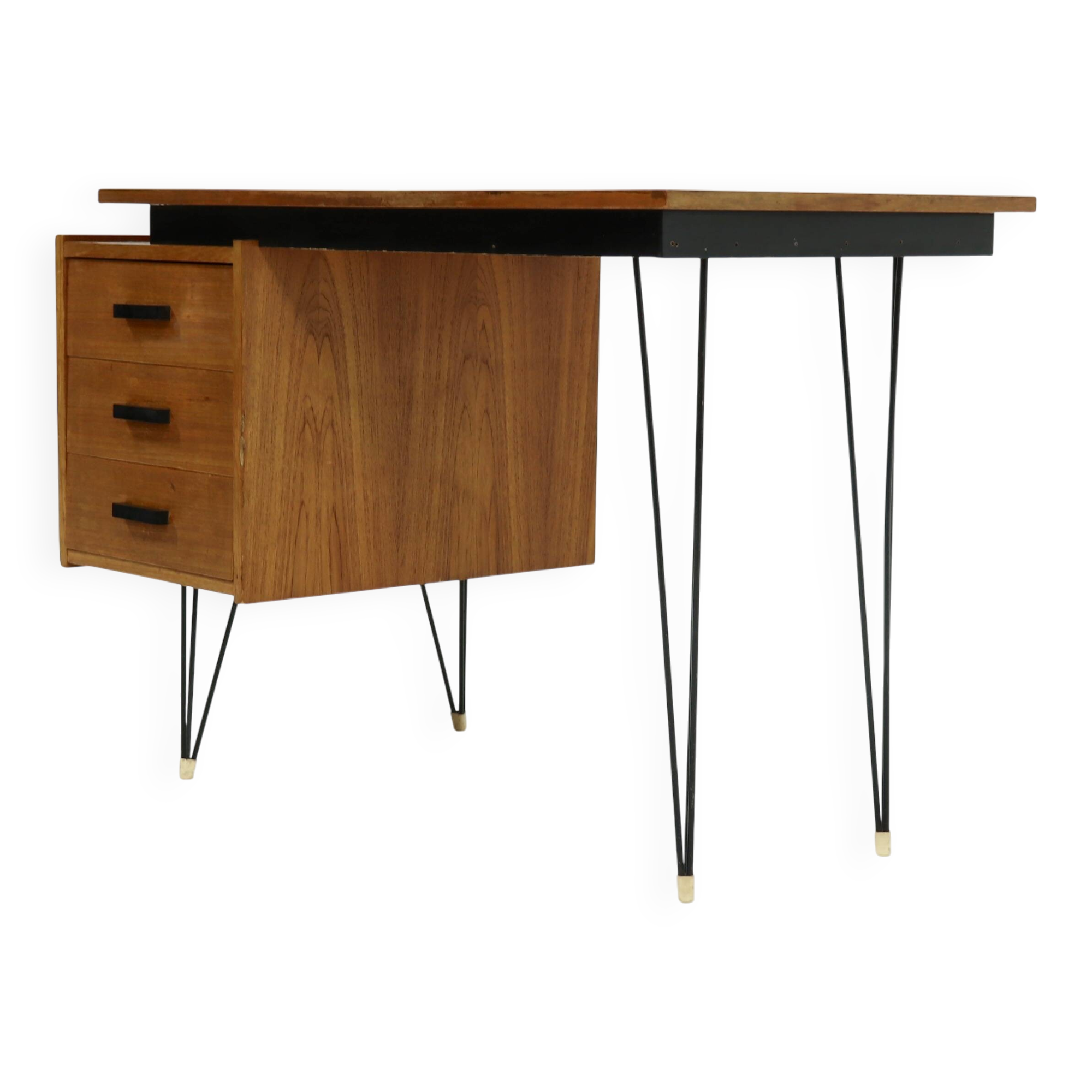 Mid Century Teak Hairpin Desk by Tijsseling 1960s