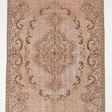 5x9 hand knotted brown vintage tapis rug, 276x160cm