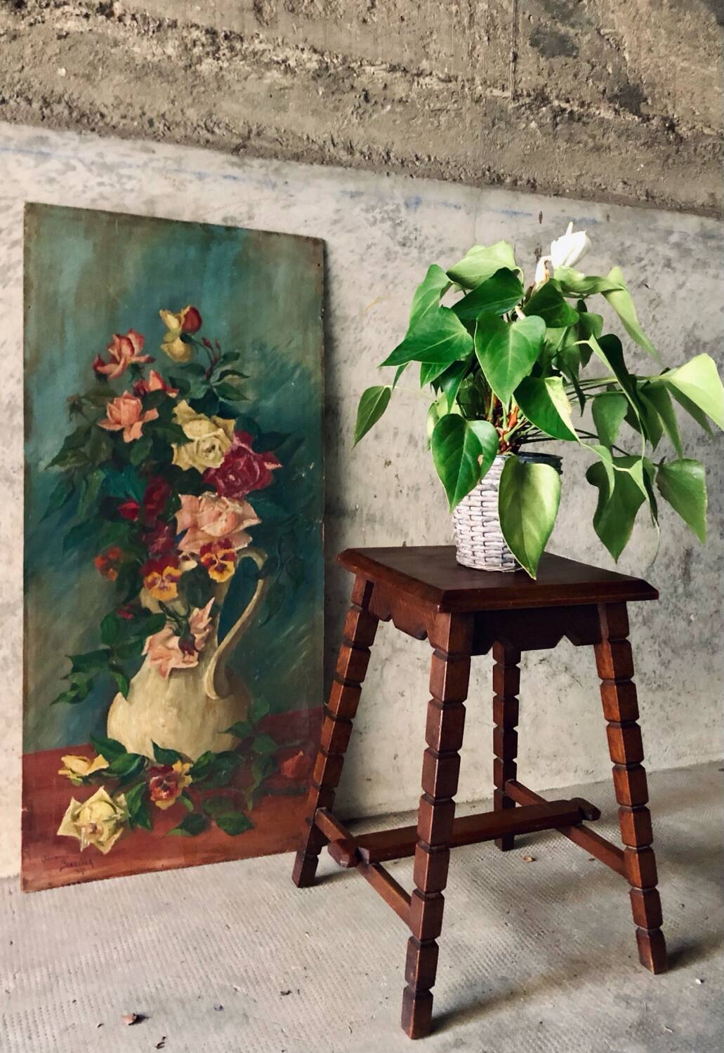 Mid-Century XX Oak Stool or Side Table