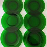 6 plats en verre vert