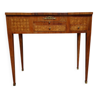 Antique marquetry wooden dressing table – Louis XVI style – with mirror