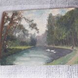 Old painting representing a landscape