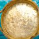 Vintage round bamboo and Capiz shell platter – Italy, 1970s