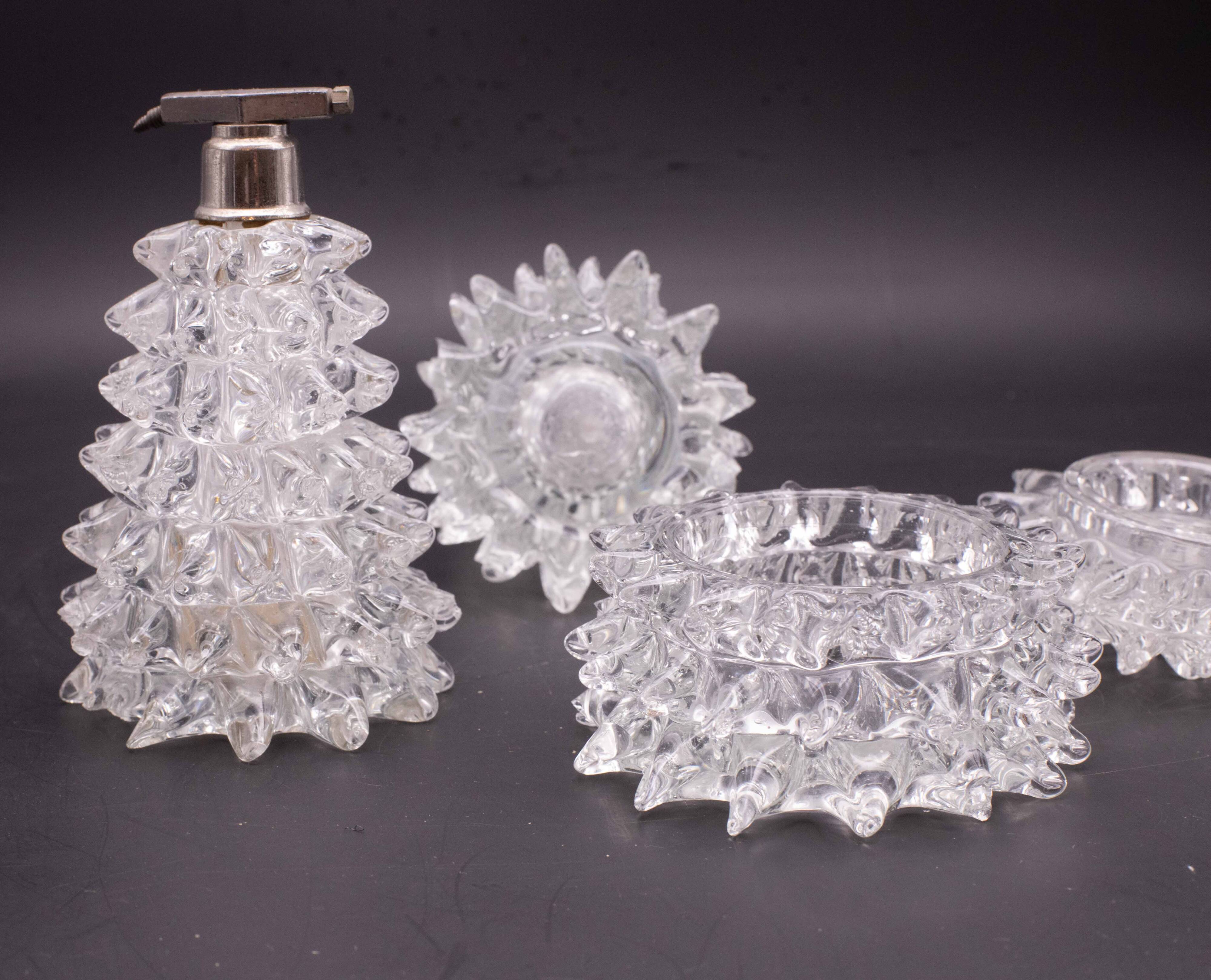 Set of 3 Ercole Barovier Rostrato Murano Italian Glass Vase for Barovier &