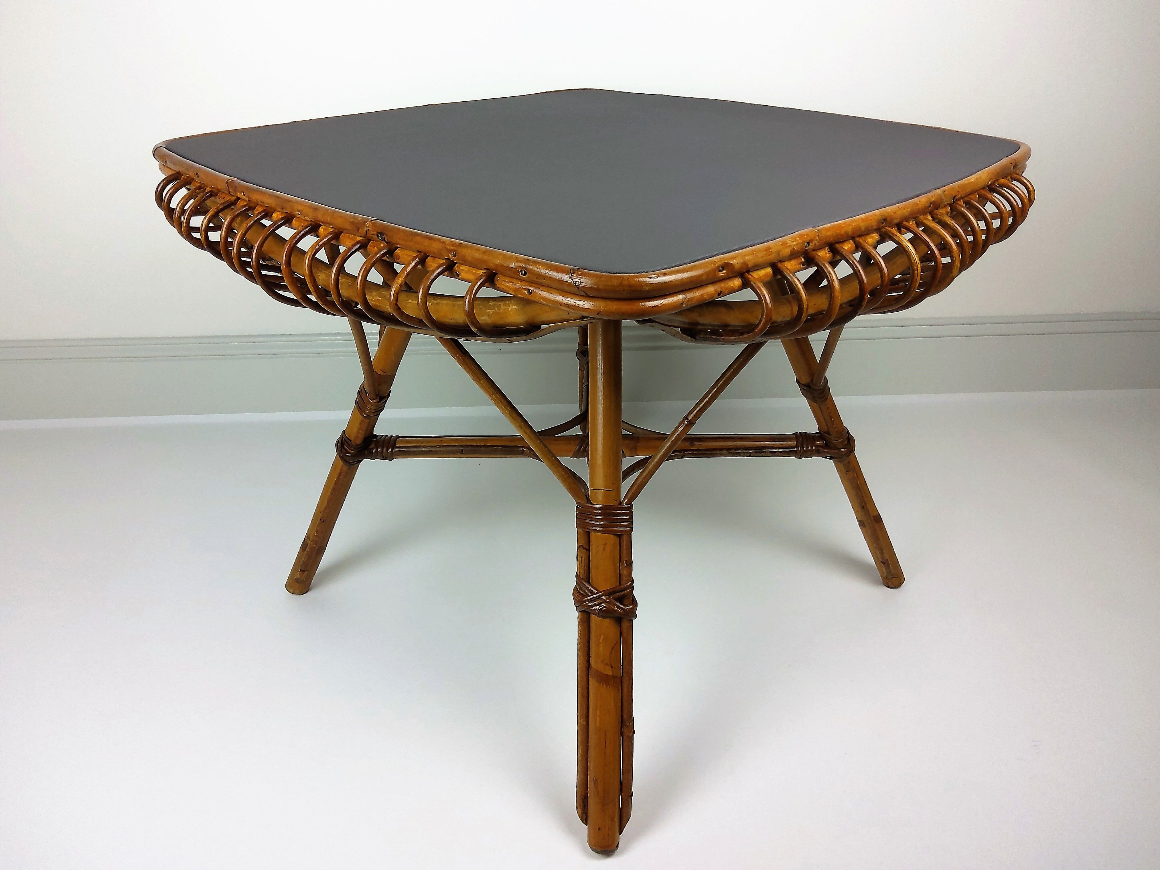 Vintage bamboo and rattan table 1960