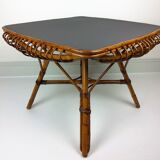 Vintage bamboo and rattan table 1960