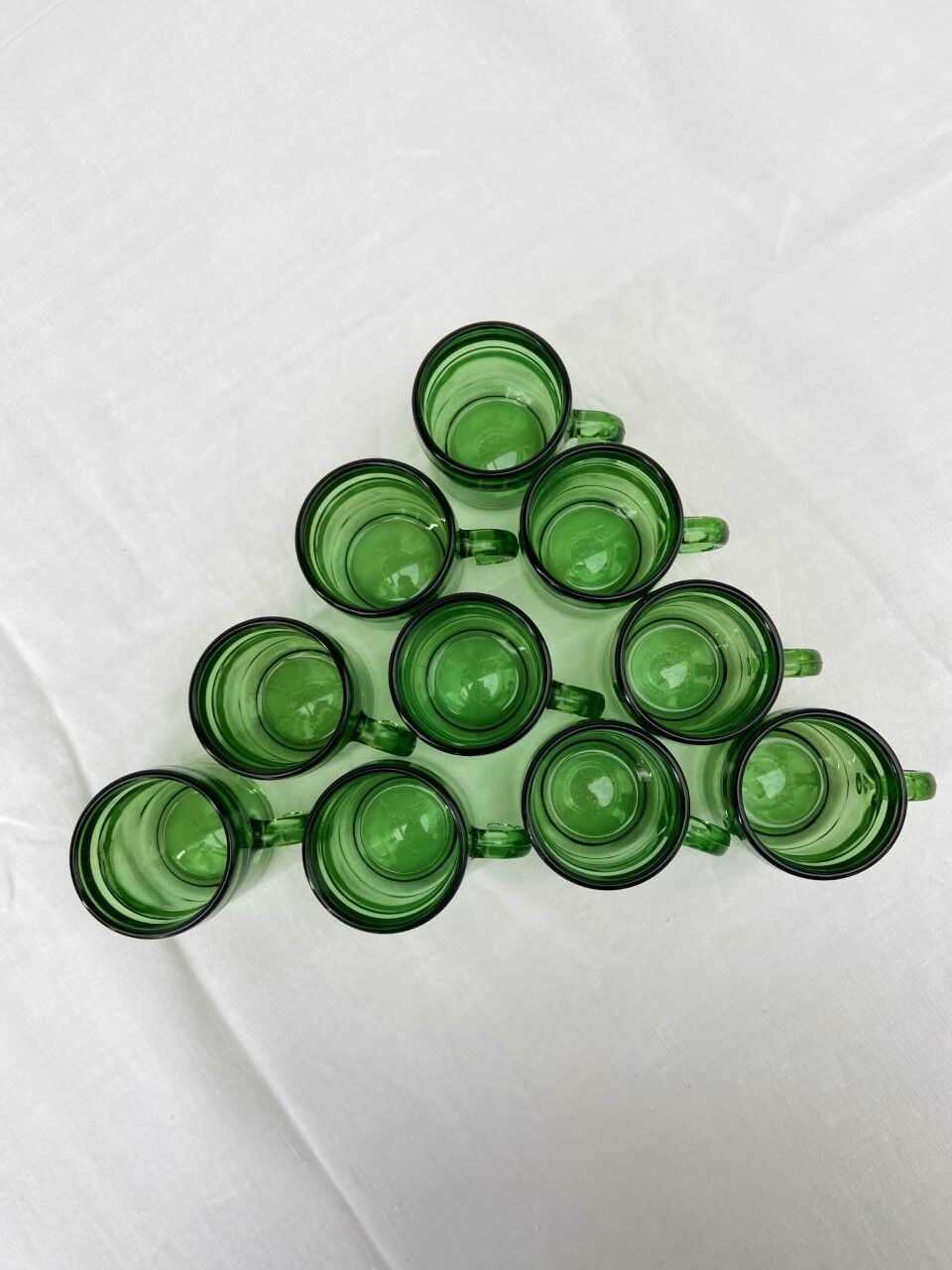 Lot of 10 vintage coffee cups green Duralex style