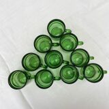 Lot of 10 vintage coffee cups green Duralex style