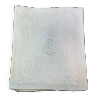 series of 6 large old napkins, damask, embroidered, chic tableware
