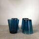 Set of 4 translucent blue water glasses base in very thick glass, sixties model, Vereco FR