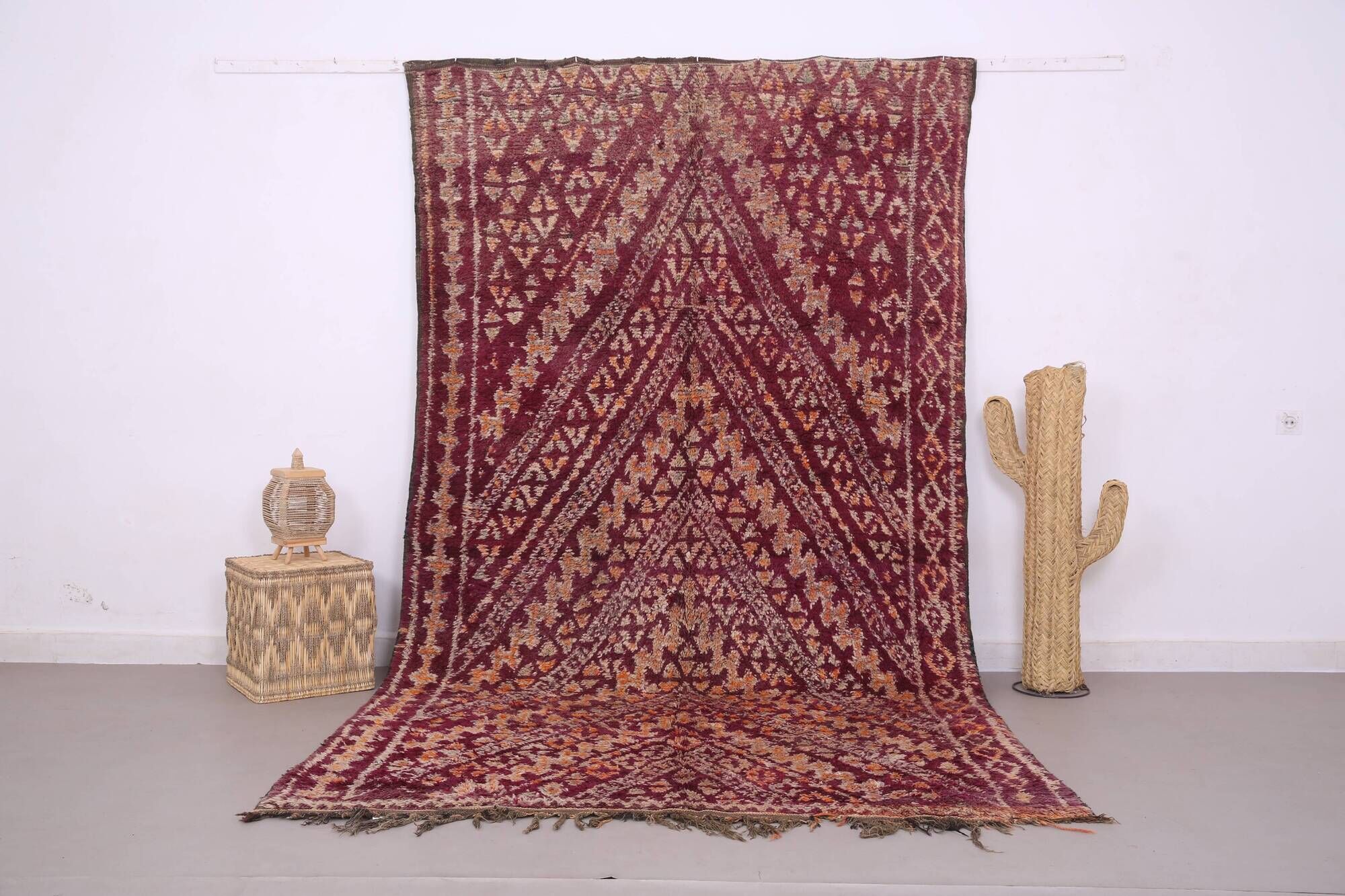 Burgundy Vintage Moroccan rug 183 x 321 cm - Berber Wool Rug - Handmade Rug