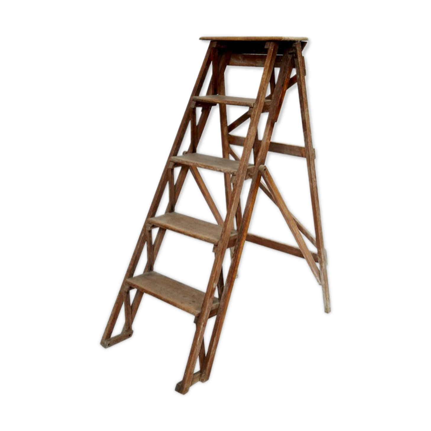 Old wooden painter stepladder