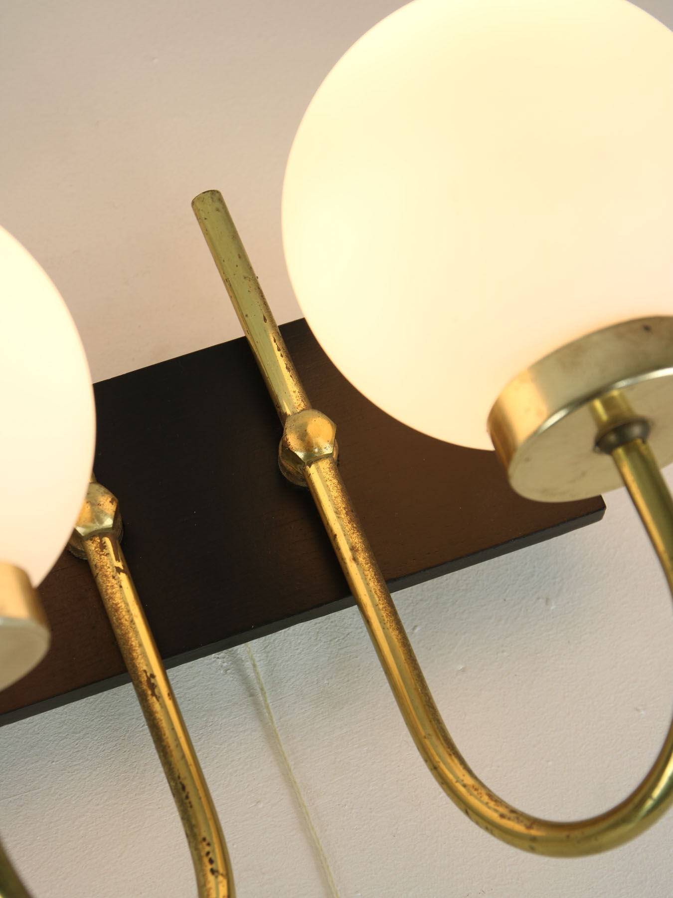 Mid-century Brass and Opaline Sconce, set of 2