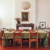 Chaise en bois d'orme et cuir camel Maison Regain, design France