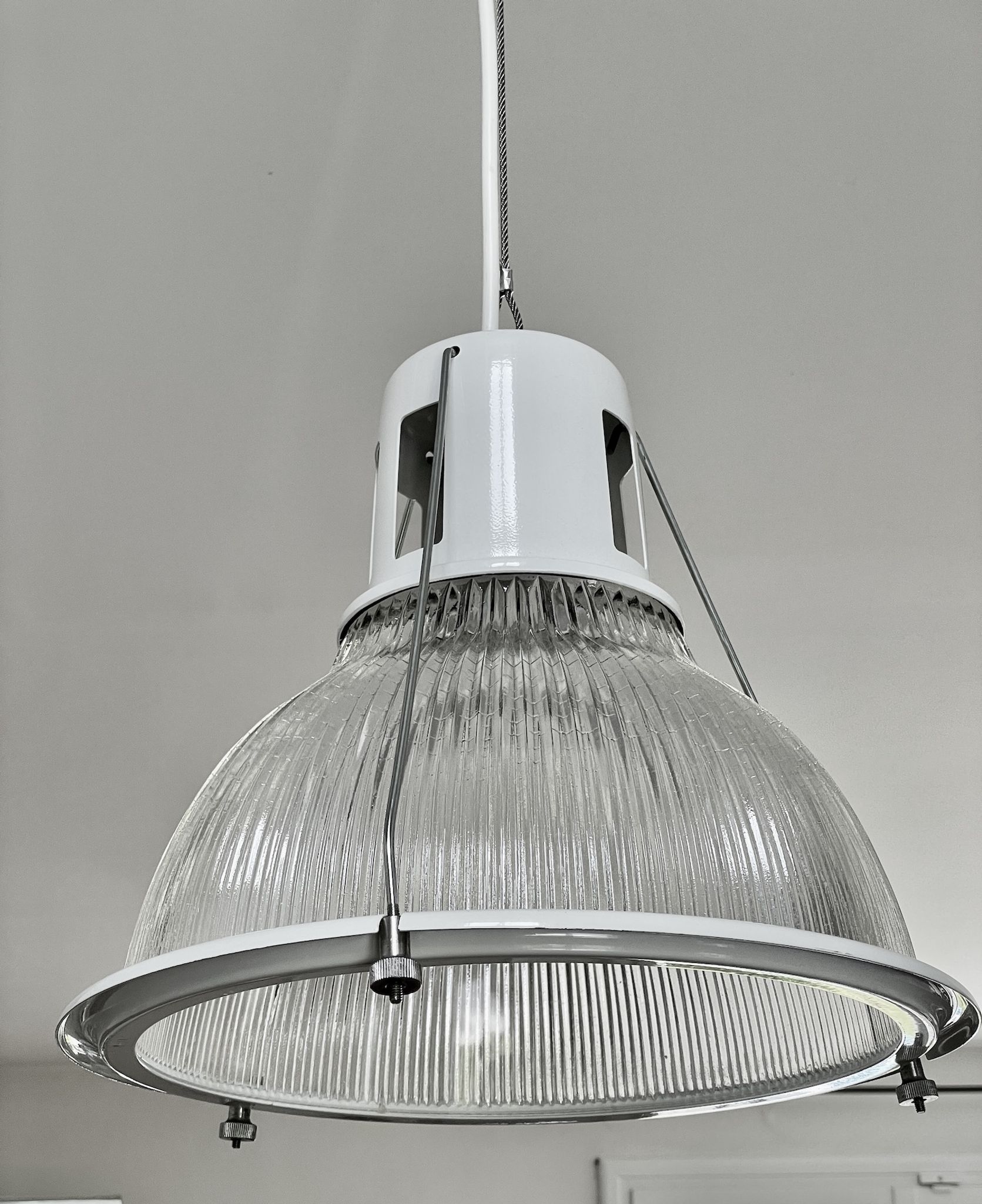 Holophane prismatic glass pendant light