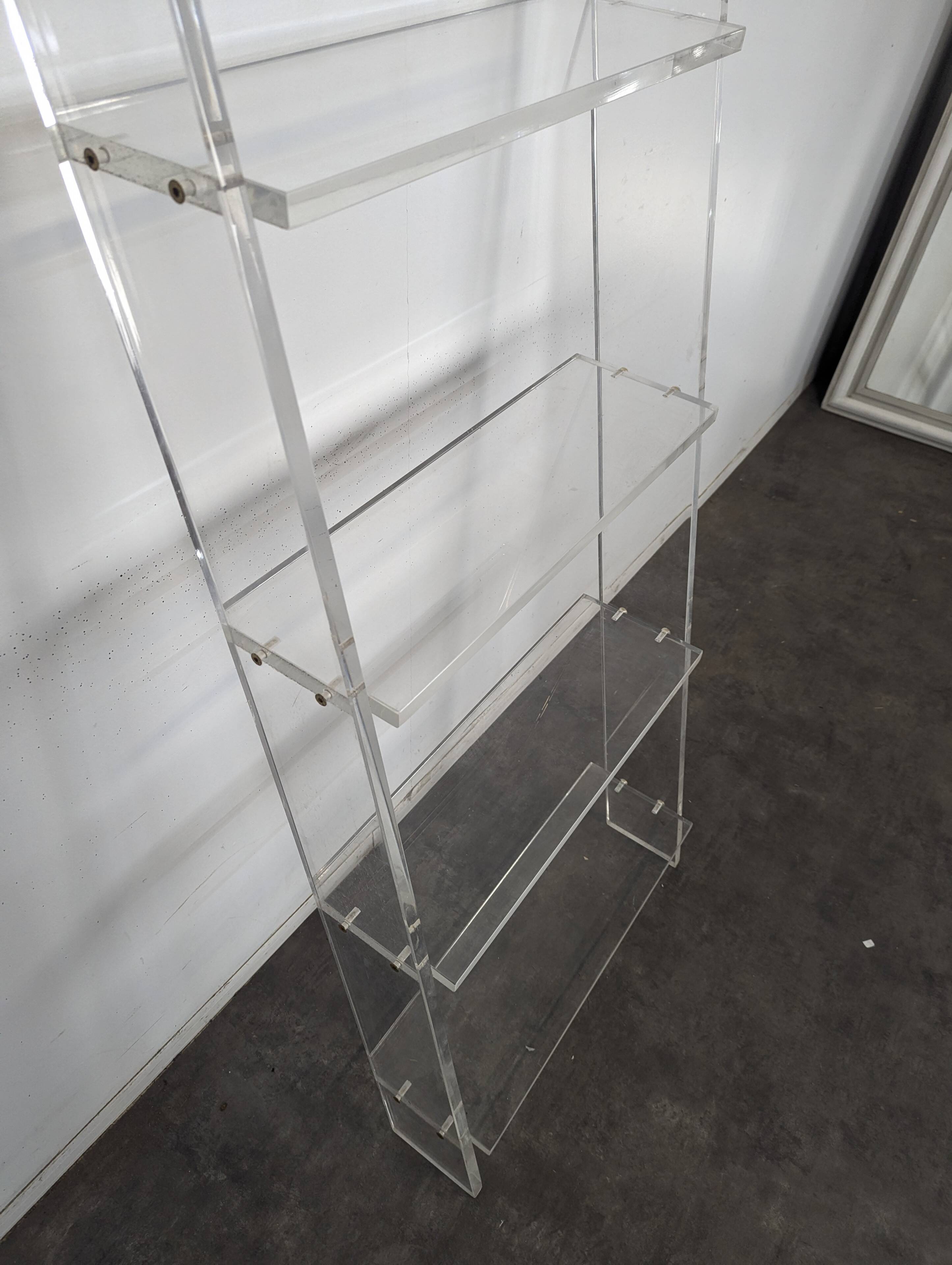1970s plexiglass ladder shelf in the style of the Invisibles from Le Marais.