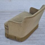 1970s, Danish 2 seater sofa, original condition, green furniture velour, beech wood legs.
