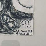 Still life in ink and oil pastel