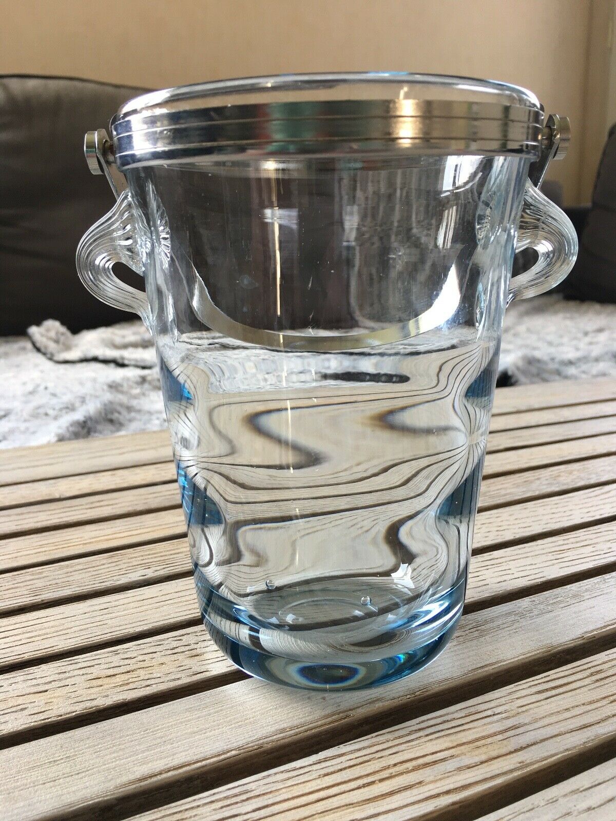 Sceau à glace en verre vintage art deco