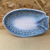 Ancien plat vallauris de jean austruy forme poisson céramique bleu gris #b654