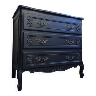 Revamped vintage black chest of drawers