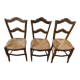 Set of 5 antique wooden chairs with straw seats