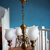 Brass glass chandelier
