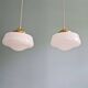 Pair of Art Deco conical white opaline pendant lights, 1920-30